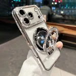 Luxury Diamond Clear Glitter For Magsafe Phone Case For iPhone 17 16 15 14 13 12 11 Pro Max Mirror Magnetic Holder Stand Cover
