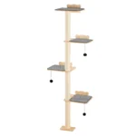 SucceBuy 4 Tiers Tall Cat Tree with Jumping Boards Wall-Mounted Pine Wood Cat Floating Shelf up to 40 lbs for Sleeping Playing