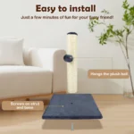 40CM/80CM Cat Scratching Post for Indoor Cats, Stable Structure Pet Scratcher, Tall Cat Furniture Climbing Tower, Grey