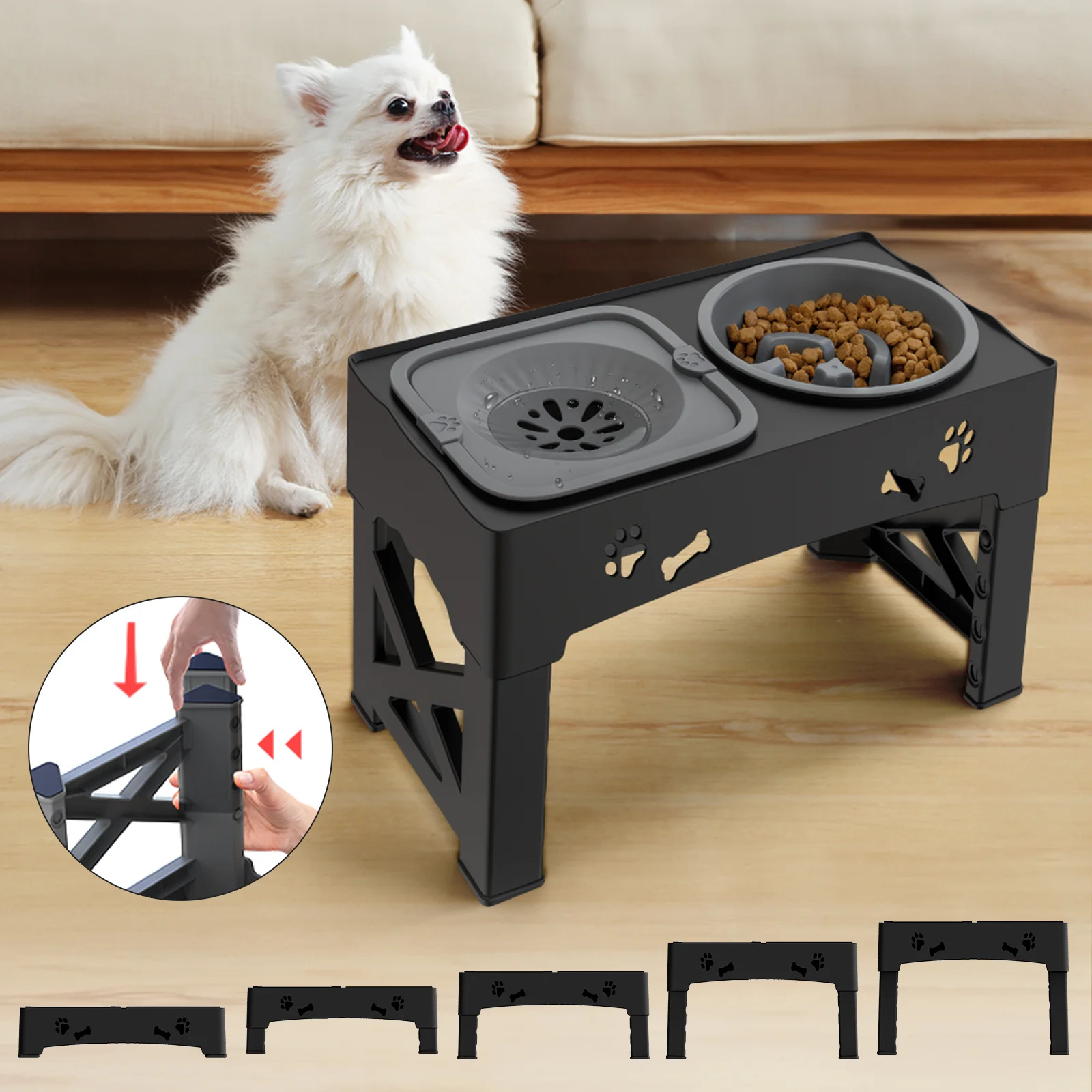 kf-S1ff670c4011f4ff5a47cc85fad63e21f0 Raised Dog Bowl Stand for Cats and Dogs Pet Feeder Bowls Double Feeder High Stand for Small Medium and Large Dogs Cats - Image 1