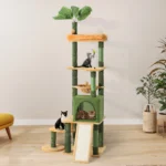 YITAHOME Tall Cat Tree with Leaves - Indoor, Self-Grooming, Condo & Perch (Sisal Scratching, Toy Balls)