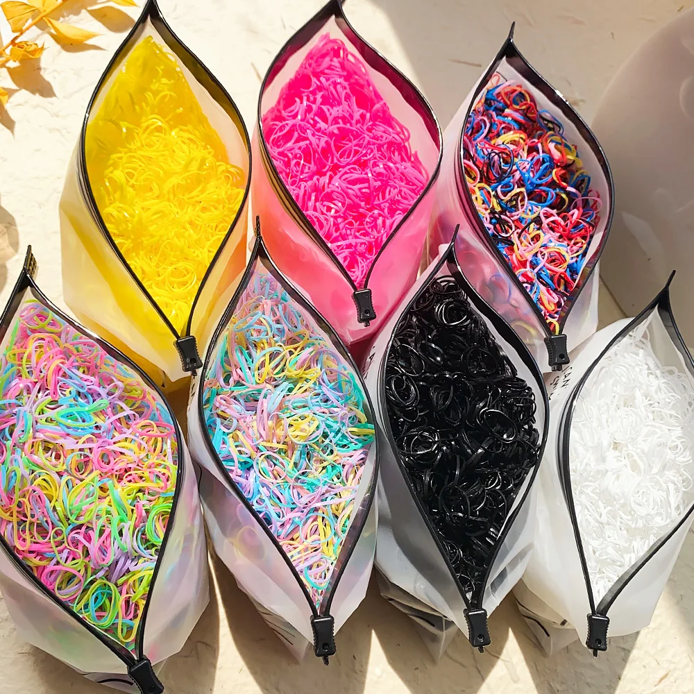 kf-S38f806035c054898963714e3f947486ey 500/1000/2000pcs Girls Colourful Disposable Rubber Band Hair Ties Headband Children Ponytail Holder Bands Kids Hair Accessories - Image 1
