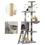 BRIEFNESS Cat Scratch Pole with Sisal Turntable, High-Density Cat Scratcher & Climb Frame, 40cm/80cm Pet Scratching Post Toy
