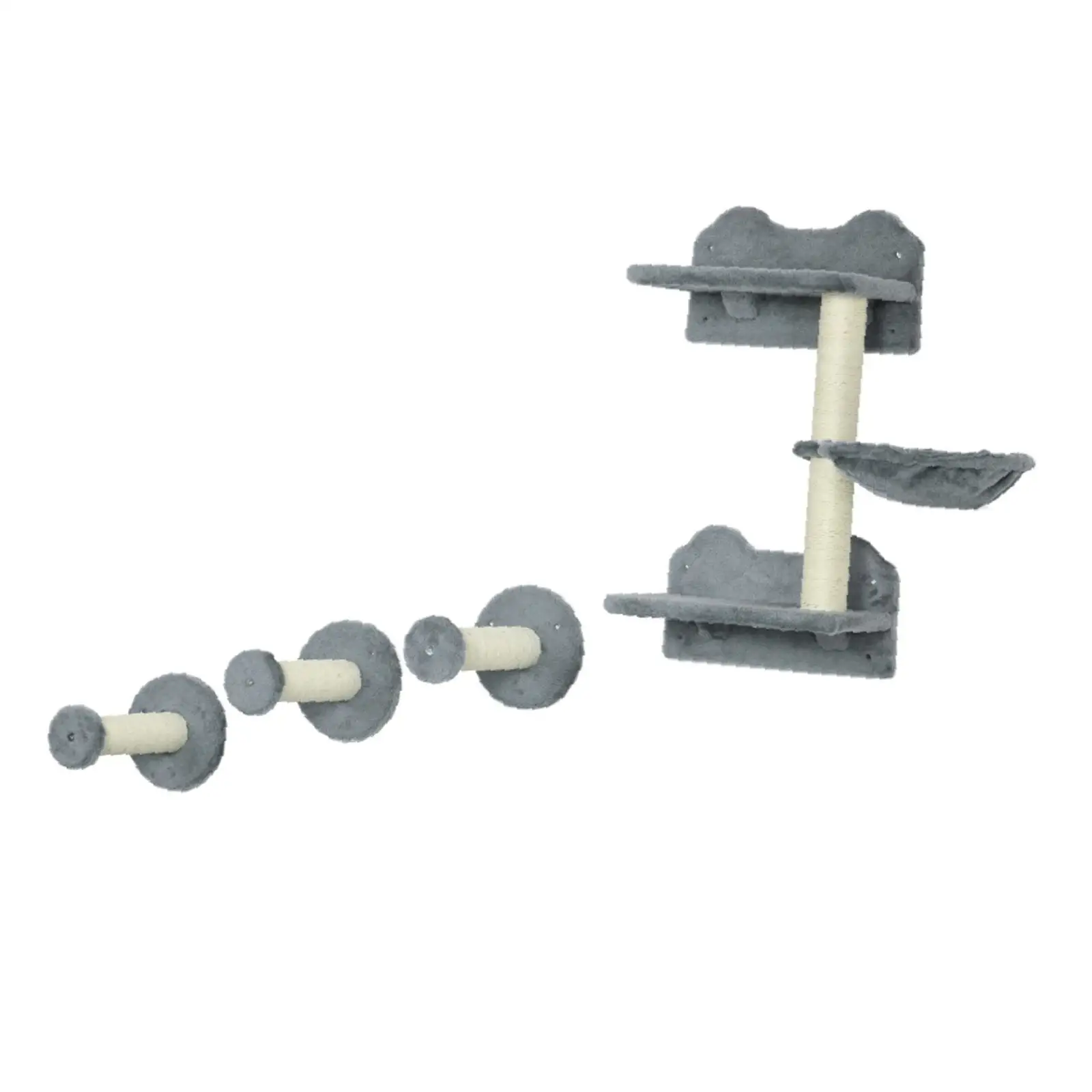 kf-S50e0add4b796466babf2e34eb65403f7D Cat Wall Shelf Set Trees Condos Multi-level Climbing Cat Furniture Grey Scratching Post for Pet Cats Accessories - Image 1