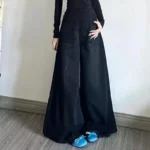 Wide Leg Jeans Women Denim Pants Vintage Straight Trousers Autumn Spring Fashion Female Black Casual Jeans Wide Leg Pants