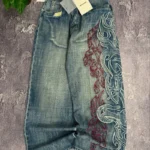 Y2K Embroidered Baggy Jeans Women Rock Hip Hop Retro Popular Casual High Waist Wide Leg Pants Streetwear New Fashion Big Pattern