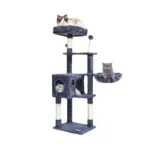 SucceBuy Cat Tree for Indoor Cats Cat Tower with Cat Condo Sisal Scratching Post HammockTop Perch Jumping Platforms Dark Grey