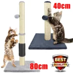 DayPlus Cat Scratch Pole Sisal High-density Cats Scratcher Turntable Board Toy Grab Column Pet Supplies Climb Frame 40cm/80cm