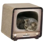 Corrugated Cardboard TV Cat Scratcher Bed Pet Furniture Catnip Included for Cats Claw Health Indoor Playhouse