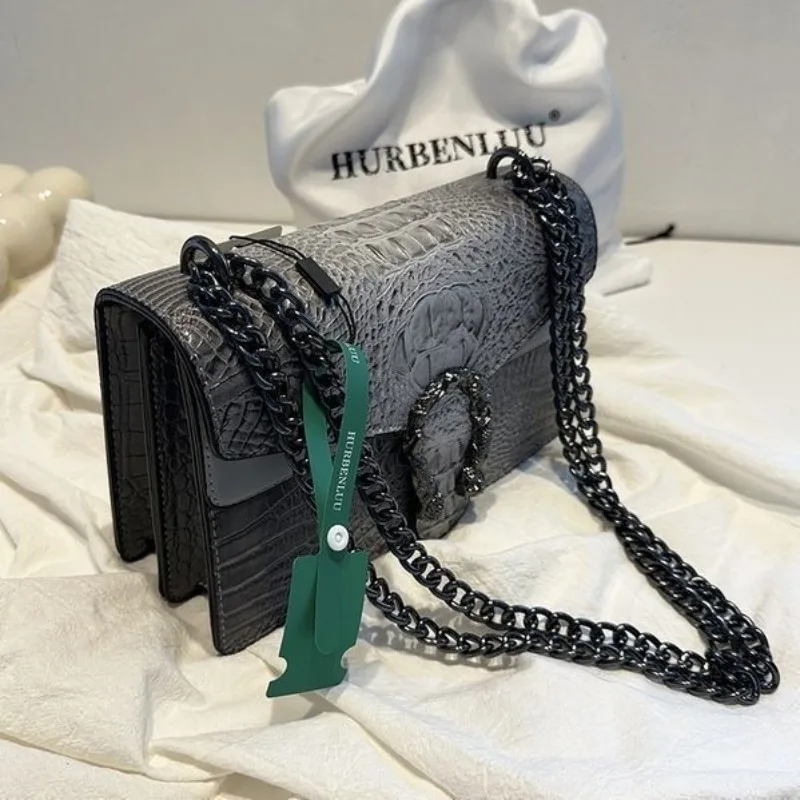 kf-S74c40d8fb3cb4794980593df66525984K Crocodile Pattern Underarm Bag Dionysus Handbag Texture Niche Chain Slung Shoulder Bag Explosions Fashion Trend Small Square Bag - Image 1