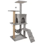 126cm Cat Climbing Frame Cat Tower Multi-Level Cat Trees Cats Condo with Scratching Post, Perches, Cave, Fun ball, Hammock
