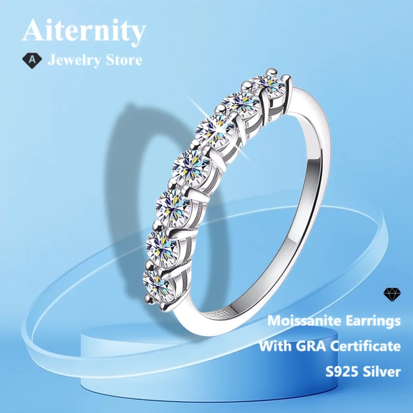 kf-S75d362bf209d43dd8e09a16aa7a4540eH D VVS1 Moissanite Ring 925 Sterling Sliver With GRA Certificate Eternity Band Wedding Engagement Rings For Women And Men - Image 1