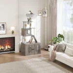 Cat Tree Tower with Litter Box Enclosure, Multi-Level Cat Furniture Featuring Hammock and Washable Cushions, Indoor Cat Tower