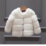 Girls Fur Jacket for Children Tops Clothes 2024 New Baby Kids Jackets Warm Thicken Coat Solid Color Boys Faux Fur Outwear Coat