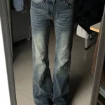 American Retro Women's Jeans Spring Autumn Spicy Girl High Street High Waist Slim Wide Leg Floor Length Horseshoe Pants