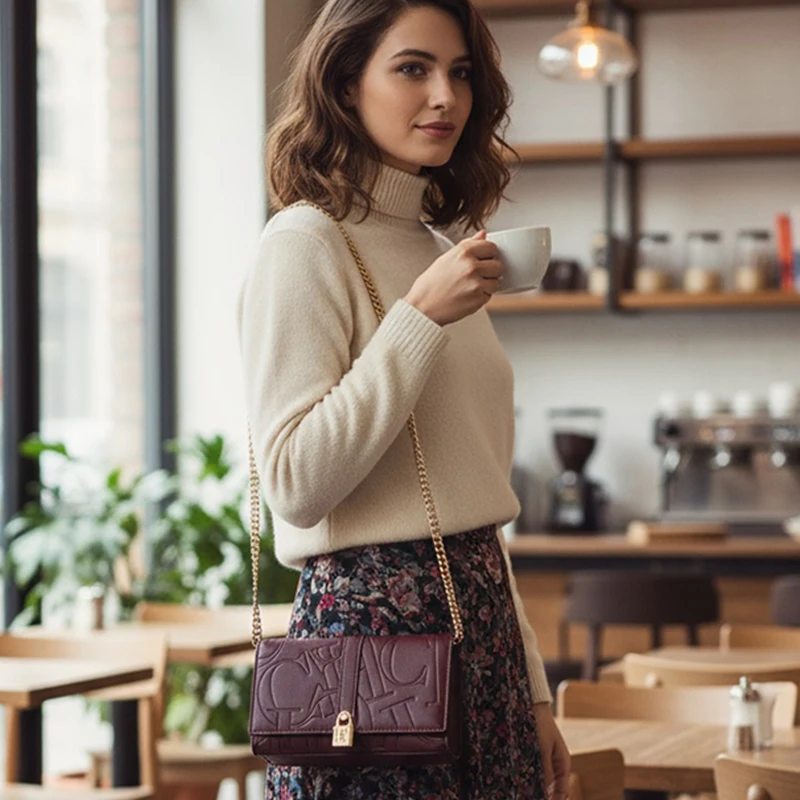 kf-S954e1131f94e48cca3813fc5225743668 CH Autumn/Winter Fashion Shoulder Bag Solid Color Large Font Printed High Quality PU Material Explosive Women's Crossbody Bag - Image 1