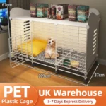 Dog Crate Door Dog Kennel with Removable Trays&Lockable Wheels Escape Proof Pet Cage Stackable for Small/Medium/Large Dog
