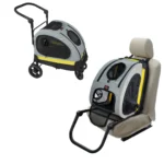 2 in 1 Portable Pet Travel Stroller with Detachable Handle Convertible Car Seat Pushchair for Small Dogs And Cats