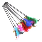 5pcs/set Short Rod Interactive Stick Colorful Feather Chicken Feather Cat Stick Bell Exquisite Creative Novelty Pet Cat Supplies