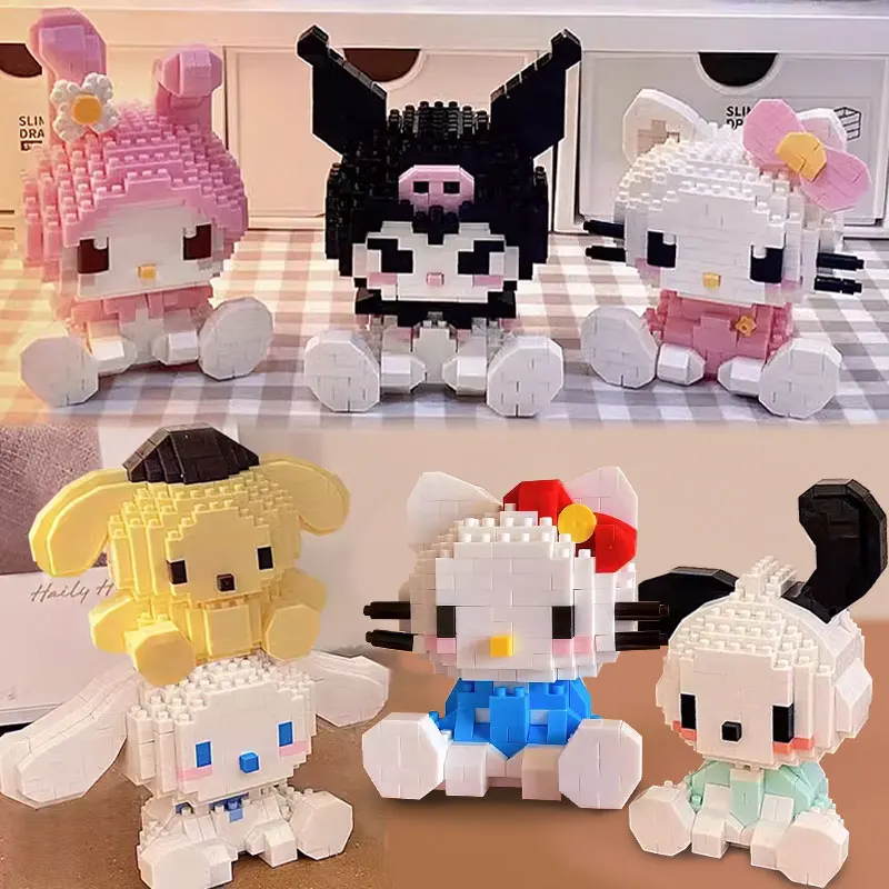 kf-Sae23eedd6f3440558937bea8f24048e5A KEEPPLEY Sanrio Anime Hello Kitty My Melody Cinnamoroll Pompompurin Kuromi Building Blocks Girl Kid Holiday Christmas Gift - Image 1