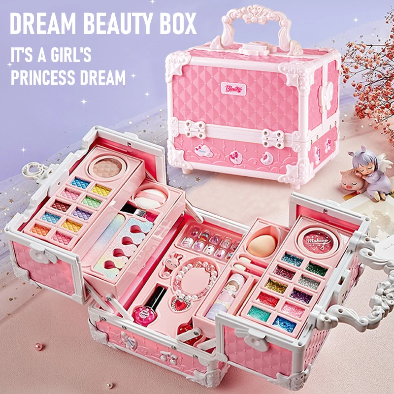 kf-Sb74e8041a727445ebaeb9ecc20cdf442M Kids Makeup Kit for Little Girls 49 Pcs Washable Makeup Kit Kids Real Girls Makeup Kit with Cosmetic Case ,Birthday Gifts - Image 1