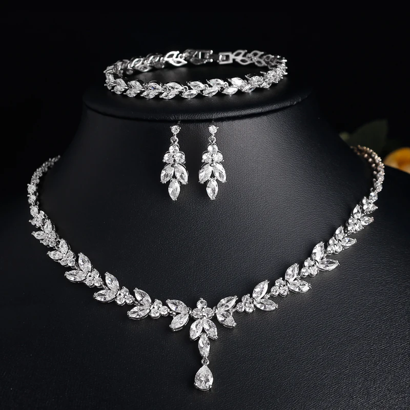 kf-Sb9529e8f3bfb4f4ca811787d5c5aeadfC ZAKOL Luxury Brilliant Zirconia Leaf Necklace Earrings Rings Bracelets Set for Women CZ Drop Bridal Wedding Jewelry Sets - Image 1