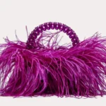Pearl Bead Bag With Feather Fur Designer Brand Clear Acrylic Crystal Stone Box Tote Handbag Women Handmade Party Purse