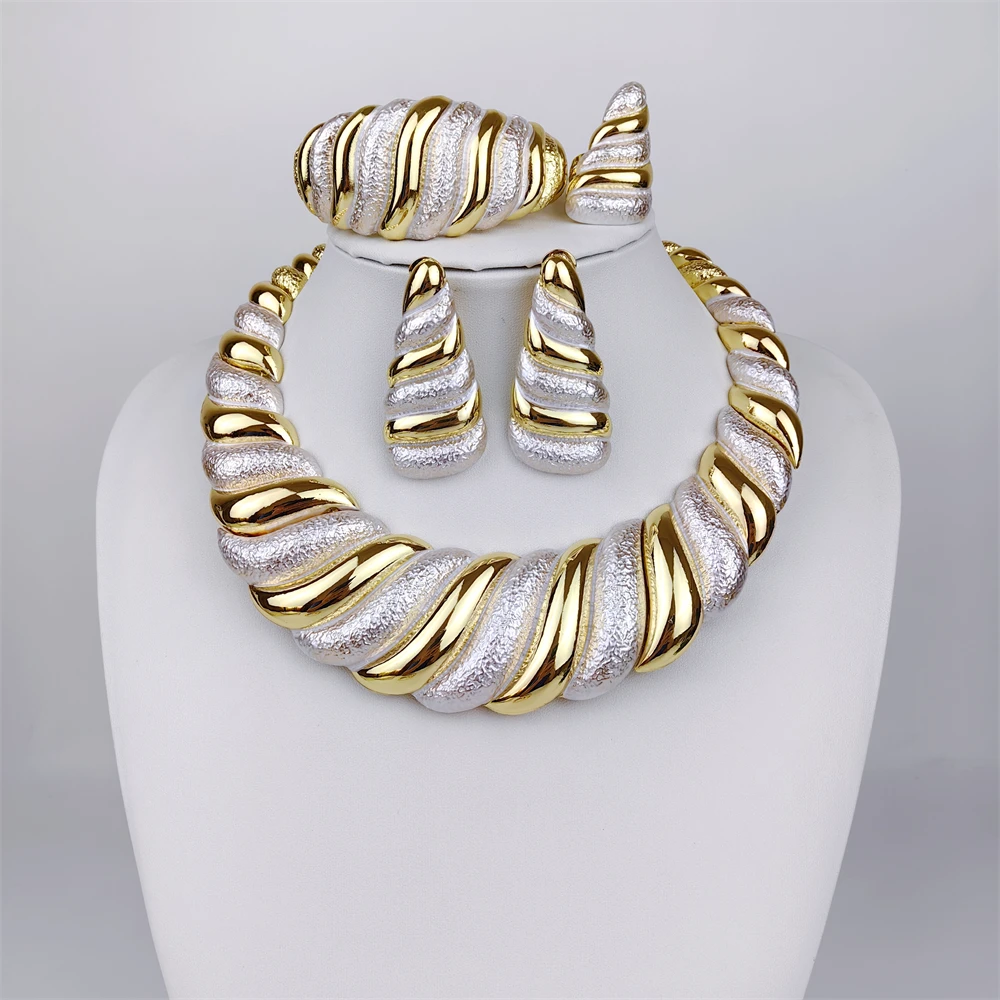 kf-Scb01b01560ae458893ed24e7507cf546L Dubai Gold Plated Jewelry Sets For Women Surround Big Necklace Plate 18K Original For Wedding Banquet Parties Luxurious Jewelry - Image 1