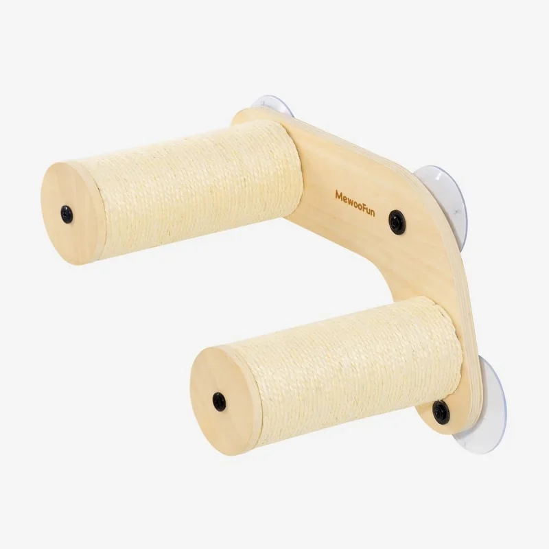 kf-Scd70c6c738a04a8bbe56593e1e788d29p Mewoofun Cat Window Perch Hammock Wooden Window Mounted Cat Bed Scratching Post for Indoor Cats - Image 1