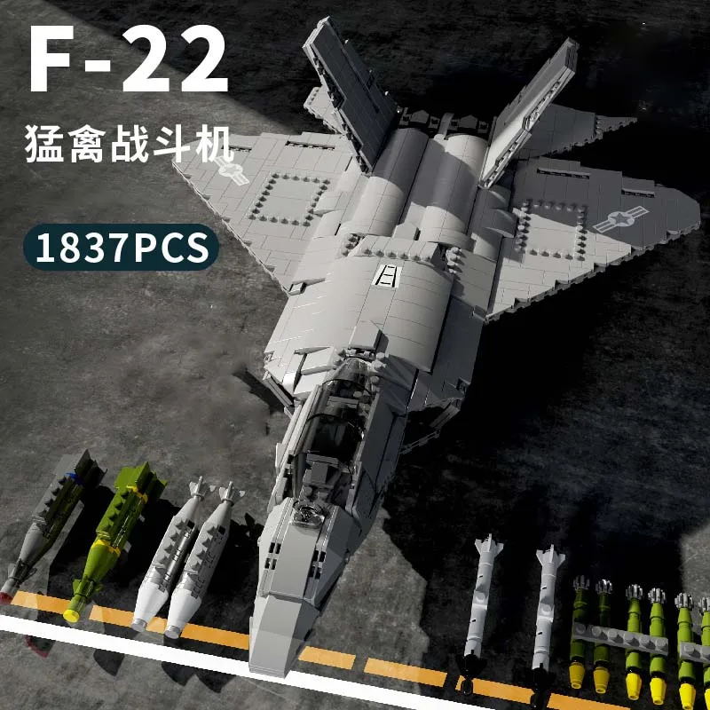 kf-Sd356e2d74dc5447a837d275e3b7cd4656 Aircraft Series F22 Fighter Building Blocks Model Famous WWII Military Airplanes MOC Bricks Sets Boys Toys Gifts For Childrens - Image 1