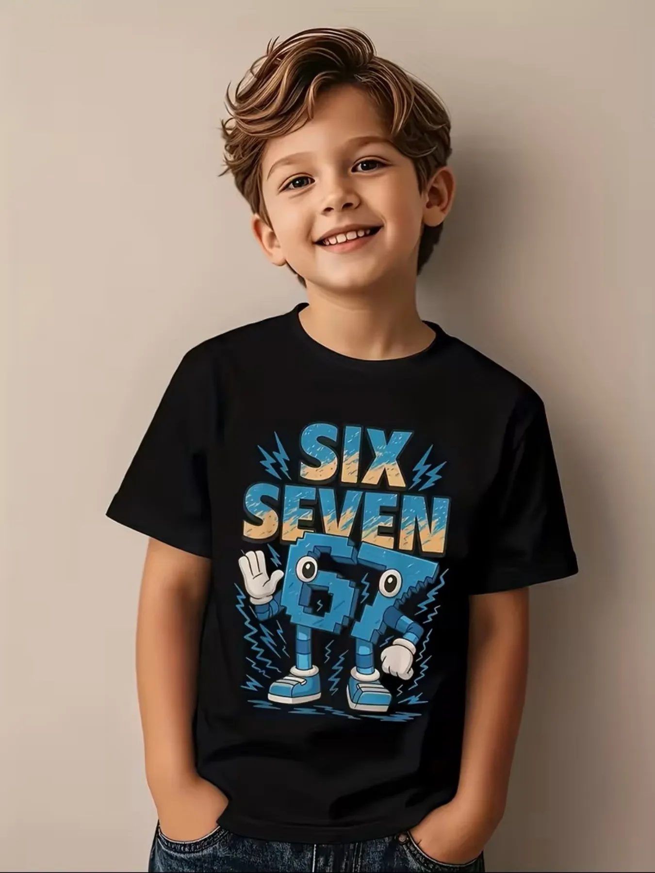 kf-Sdd4939a8987643639074536e863e0252a Funny Six Seven Italian Brainrot 67 Number Graphic Print T-Shirt Boy/Girl Summer Short Sleeved Kids Loose Comfortable Tshirt Top - Image 1
