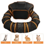 Outdoor Folding Play Tent Tunnel for Indoor Cats Puppies Rabbits (Black)