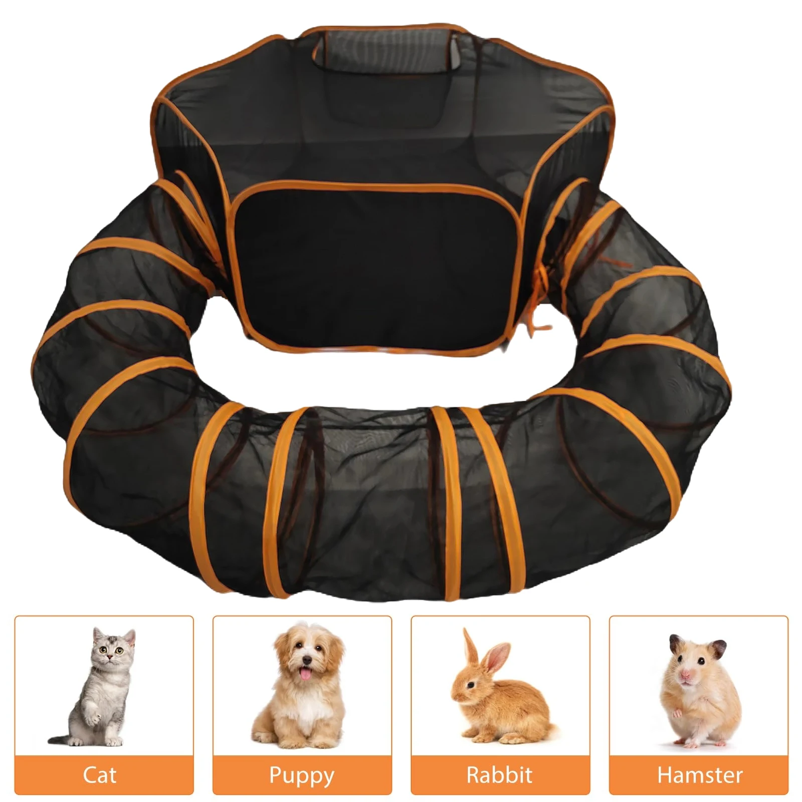 kf-Sdff1b7049948476eb86d4255cff1277bQ Outdoor Folding Play Tent Tunnel for Indoor Cats Puppies Rabbits (Black) - Image 1