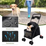 Dog Stroller Ultra-large 4 Wheels Pet Jogger Wagon Foldable Cart Travel Trolley Outdoor With Cup Holder ,Dogs /Cats Accessories