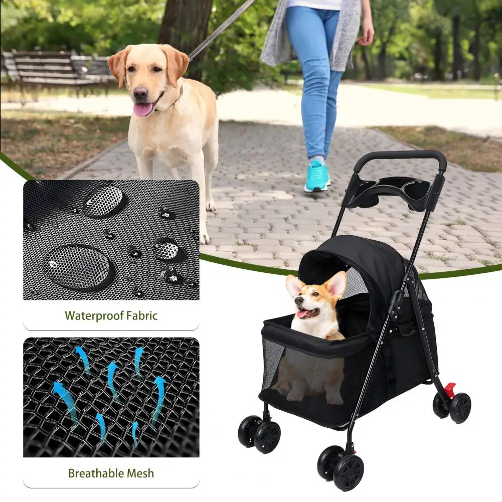 kf-Se60c869152354d2384c2bde49bef3fd7X Dog Stroller Ultra-large 4 Wheels Pet Jogger Wagon Foldable Cart Travel Trolley Outdoor With Cup Holder ,Dogs /Cats Accessories - Image 1