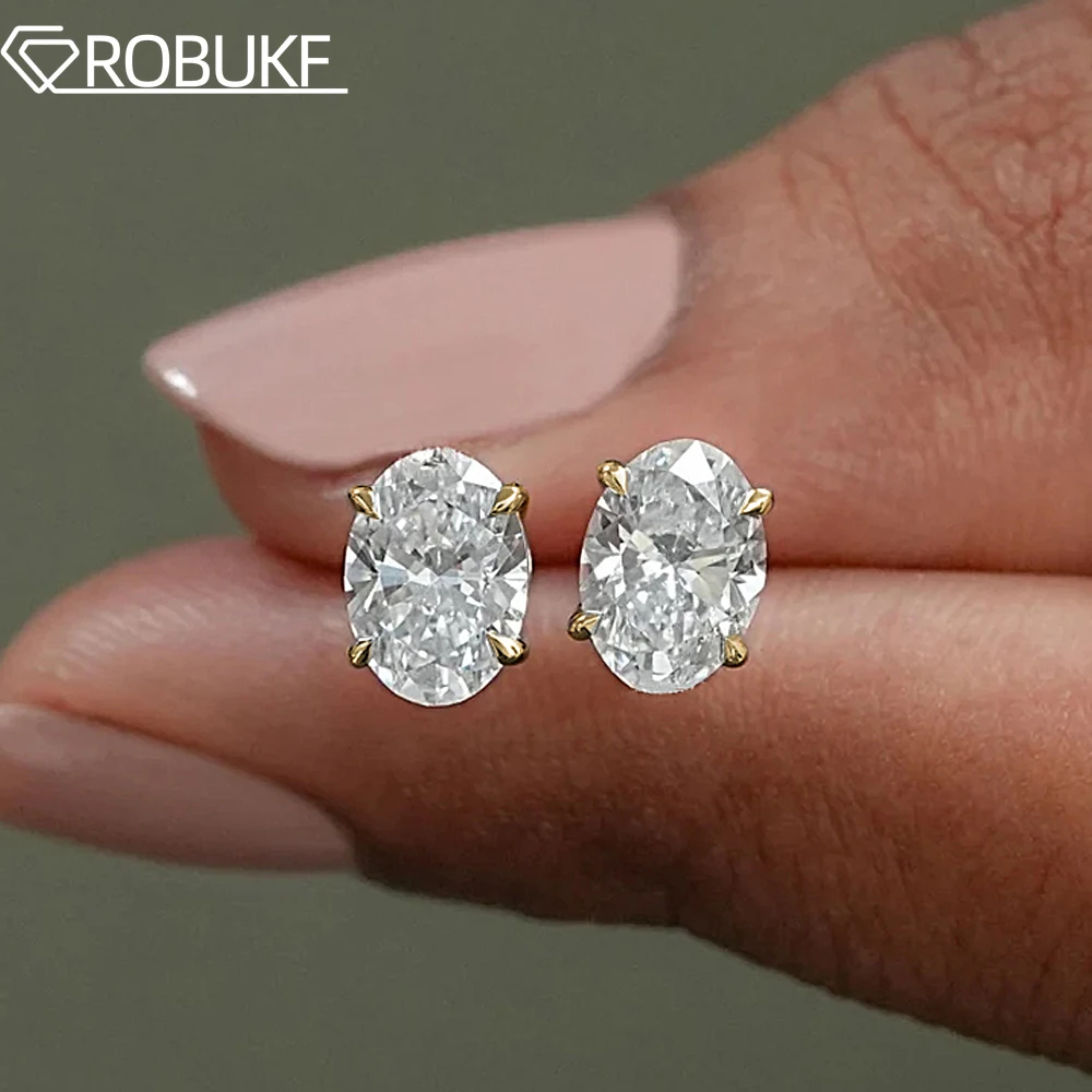 kf-Se8adda695ac94fc2b8308458c30761f2y 1-4ct Oval Cut Moissanite Stud Earring for Women Men D Color Sparkling Diamond 925 Sterling Silver Ear Studs Party Jewelry Gifts - Image 1
