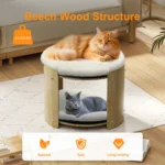 BINGOPAW 2-Layer Wood Cat Sofa Double Cat Tower Pet Bed Furniture with Removable Washable Thicker Soft Plush Mats