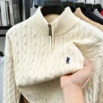 Luxury Pony Embroidery Designer Brand Sweater Men New Fashion Jacquard Paul Casual Half Zipper Stand up Collar knitted pullover
