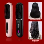 Electric Hair Straightener Brush Portable Fast Heating USB Rechargeable Negative Lons Professional Fashion Straightening Comb