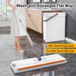 Spin Hand Free Flat Mop With Bucket Set Wet Dry Separation Cleaning Tool For Living Room Toilet Kitchen Home Mops Floor Cleaning
