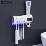 Toothbrush Holder Toothpaste Dispenser Solar Energy Bathroom Toothbrush Storage Box Multi-function Storage Holder USB Charge