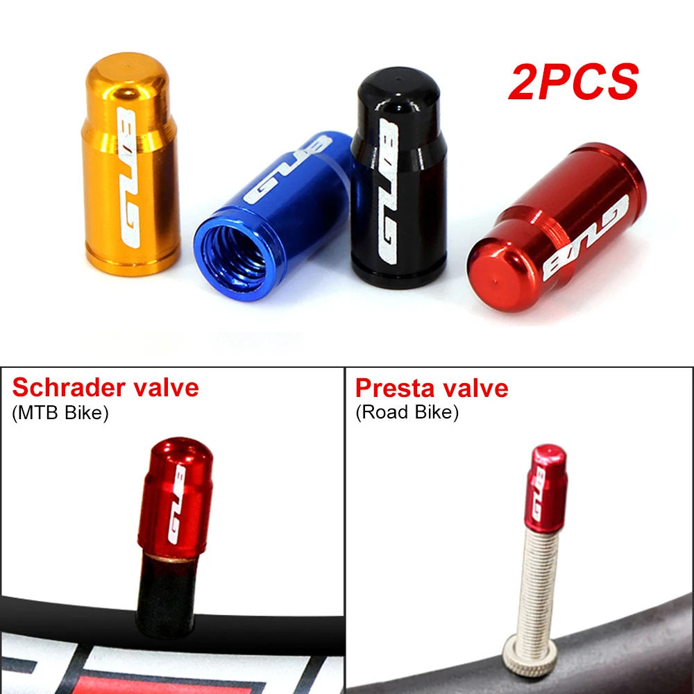 kf-H61cdc68f6646431ea294ea3f7330b7faj 2pcs GUB Aluminum CNC Bicycle Tire Valve Cap MTB Road Bike Tube Tyre Gas Nozzle Cover for AV FV Schrader Presta Valve Dustproof - Image 1