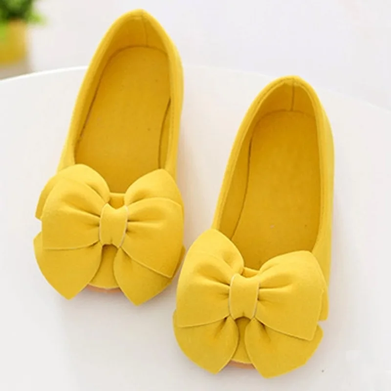 kf-H8cf825b572db4df682554c2f11e30890K Kids Bowtie Moccasin Loafers Spring Autumn Girls Princess Sweet Shoes Casual Bow-knot Soft Children's Suede Shoes Toddler Shoes - Image 1