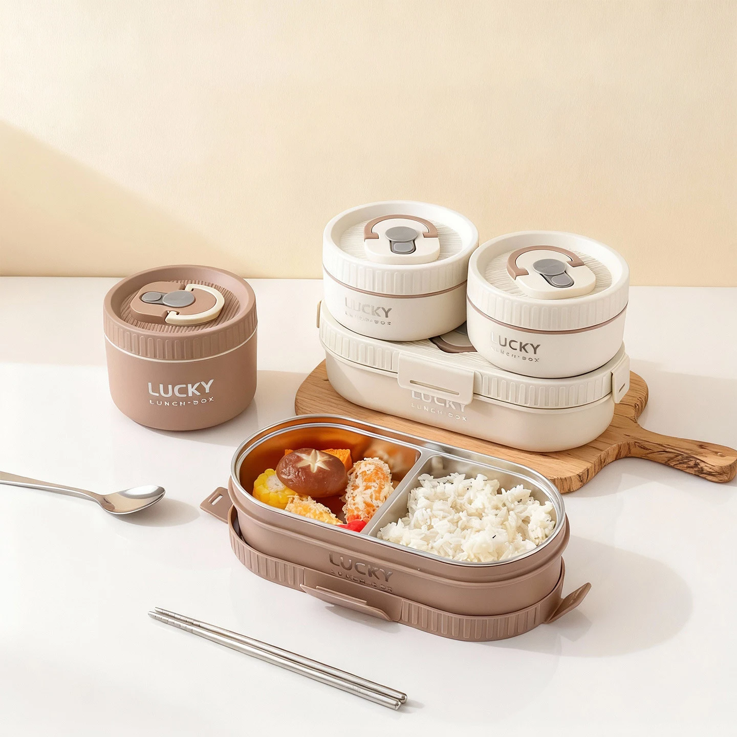 kf-S0203692816b44d10b0e21d37edecb469n WORTHBUY 304 Stainless Steel Oval Insulated Lunch Box For Kids Student Portable Leak Proof Divided Food Container Microwave Safe - Image 1