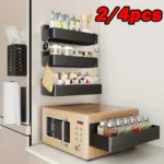 2/4pcs Magnetic Storage Rack Home Punch Free Refrigerator Storage Basket Kitchen Seasoning Jar Holder Bathroom Toiletries Shelf