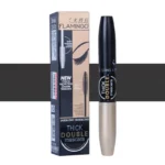 Flamingo Double-ended 2 IN 1 4D Silk Fiber Lash Mascara Black Mascara Waterproof Volume Double Lengthening Curling Eye Mascara
