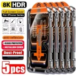 1-5PCS Easy Install HD Screen Protector For iPhone 17 16 13 Pro Max 11 15 14 16e 12 Mini XR X Xs 7 8 Plus Air Tempered Glass 3pc