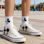 Girl Boys Kids Disney Mickey Mouse White Black Canvas Shoes Casual Cartoon Comfort Children Print Shoes Size 35-44