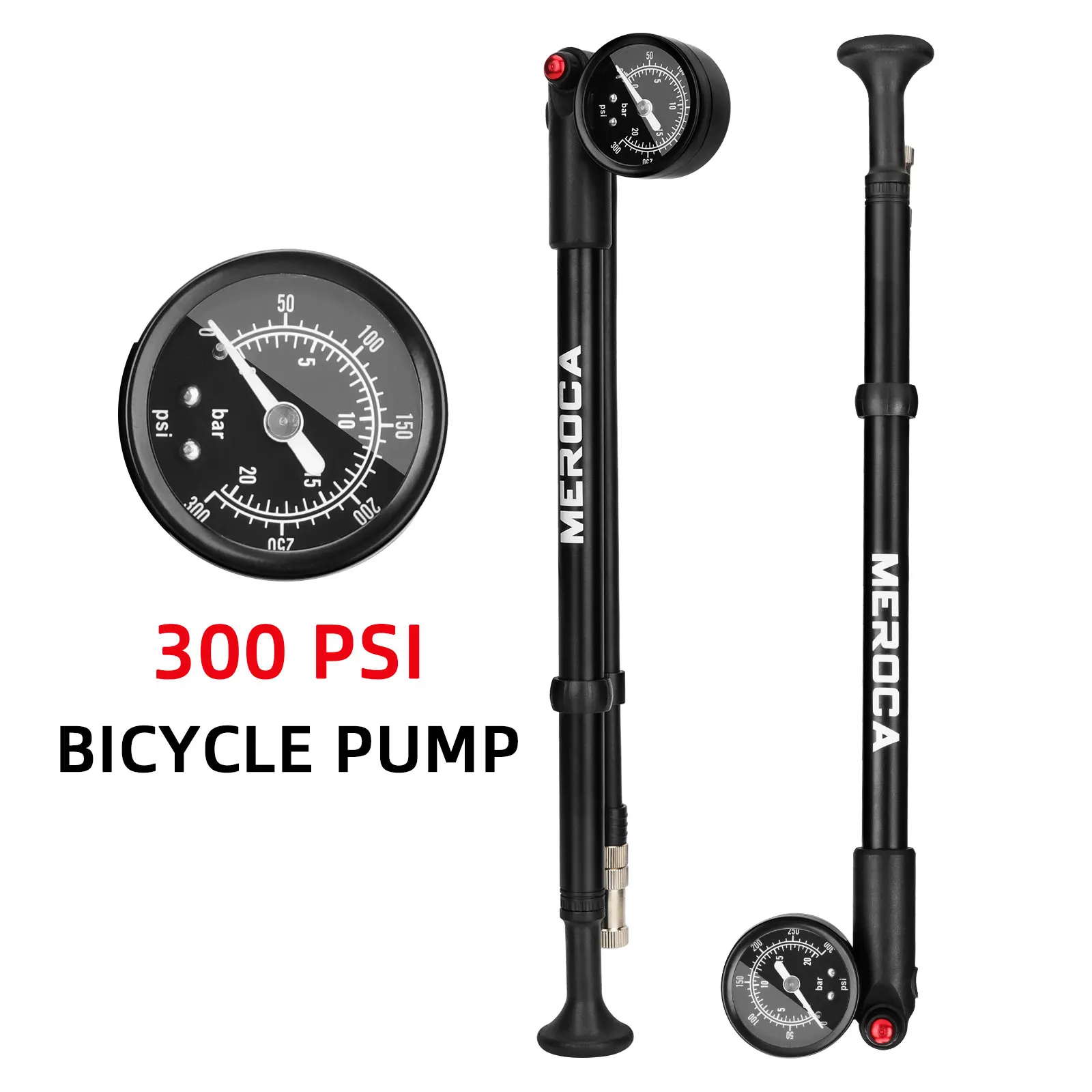 kf-S0b8e357da31b4f7abb560507beba5e3du MEROCA Mtb Pump 300psi Air Pressure For Front Fork Shock Absorber Pump Rear Bladder Portable Bicycle High-Pressure Air Pump - Image 1