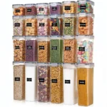 24pcs moisture-proof airtight food storage containers, dishwasher safe, kitchen supplies, cereal jars, with labels and markings